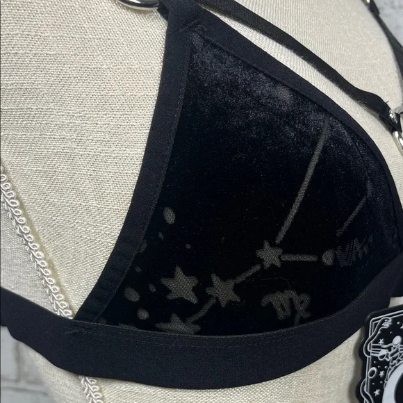 Killstar Black Ascendant Celestial Stars Velvet Harness Bralette size M - Picture 7 of 8